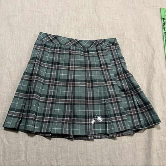 Beetlejuice Branded Plaid Pleated Skirt - Green with bugs Size Small Halloween - Picture 2 of 8